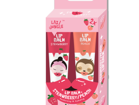 Lazy Jungle Strawberry x Peach Lip Balm Set Hot on Sale